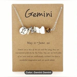 NEW Necklace, Zodiac Gemini Necklace, 
stylish, great gift idea, natural stones